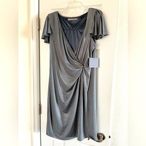 NWT Marc New York Andrew Marc Silver Faux Wrap Dress Size 12